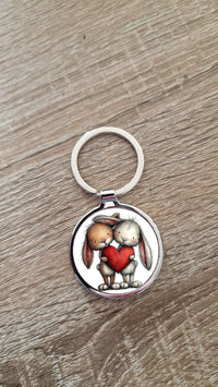 Porte-cle personnalise – Idee Saint-Valentin 2026, lapins amoureux