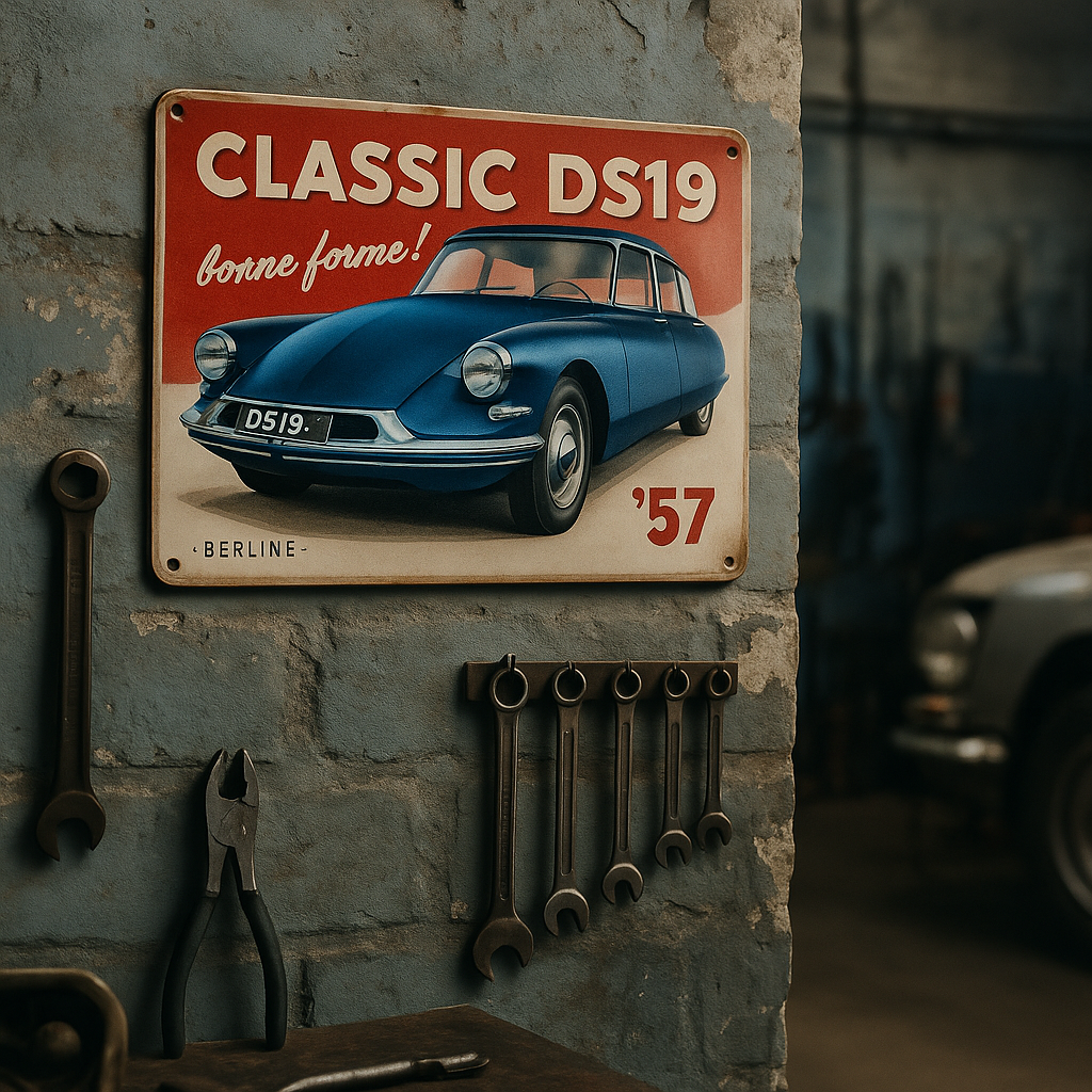 Plaque Métal Vintage – Citroën DS19 (1957)