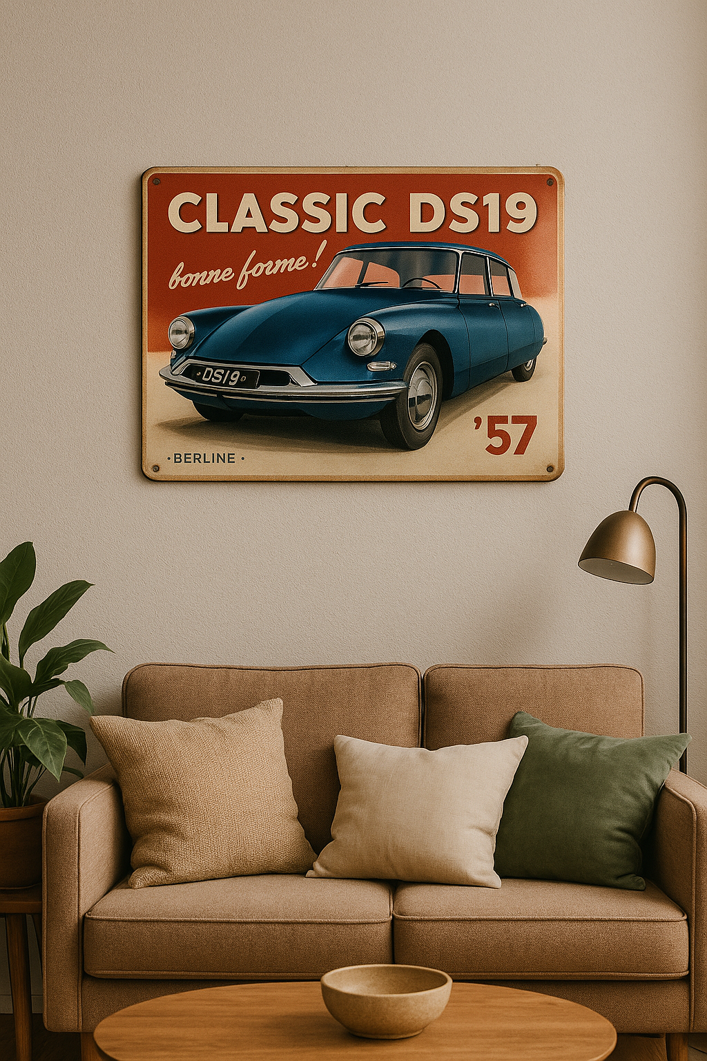 Plaque Métal Vintage – Citroën DS19 (1957)