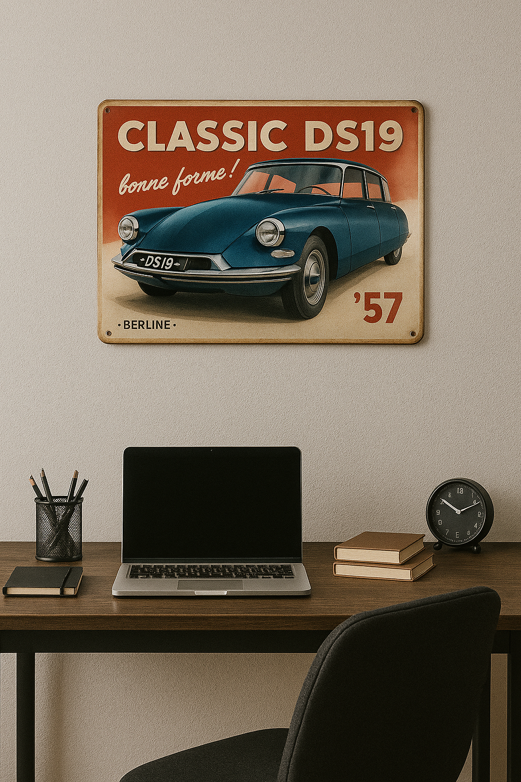 Plaque Métal Vintage – Citroën DS19 (1957)