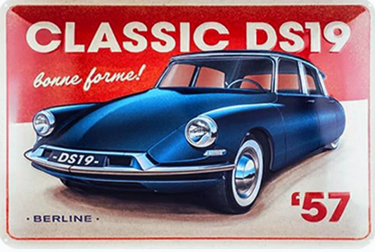 Plaque Métal Vintage – Citroën DS19 (1957)