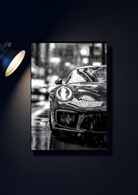 Plaque metal decorative Porsche noir & blanc A4 – Fabrication francaise