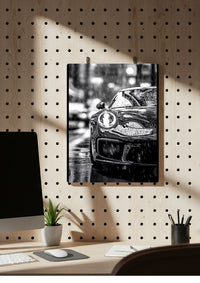 Plaque metal decorative Porsche noir & blanc A4 – Fabrication francaise