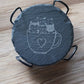 Sous-Verres en Ardoise motif chat - Ploy-Art -gravure&sublimation-