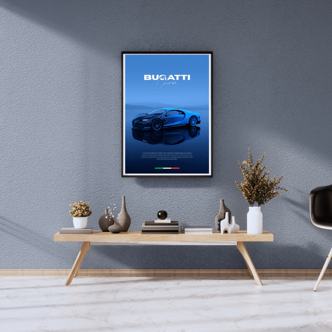 Poster de voiture de course Bugatti Chiron – Décoration Murale